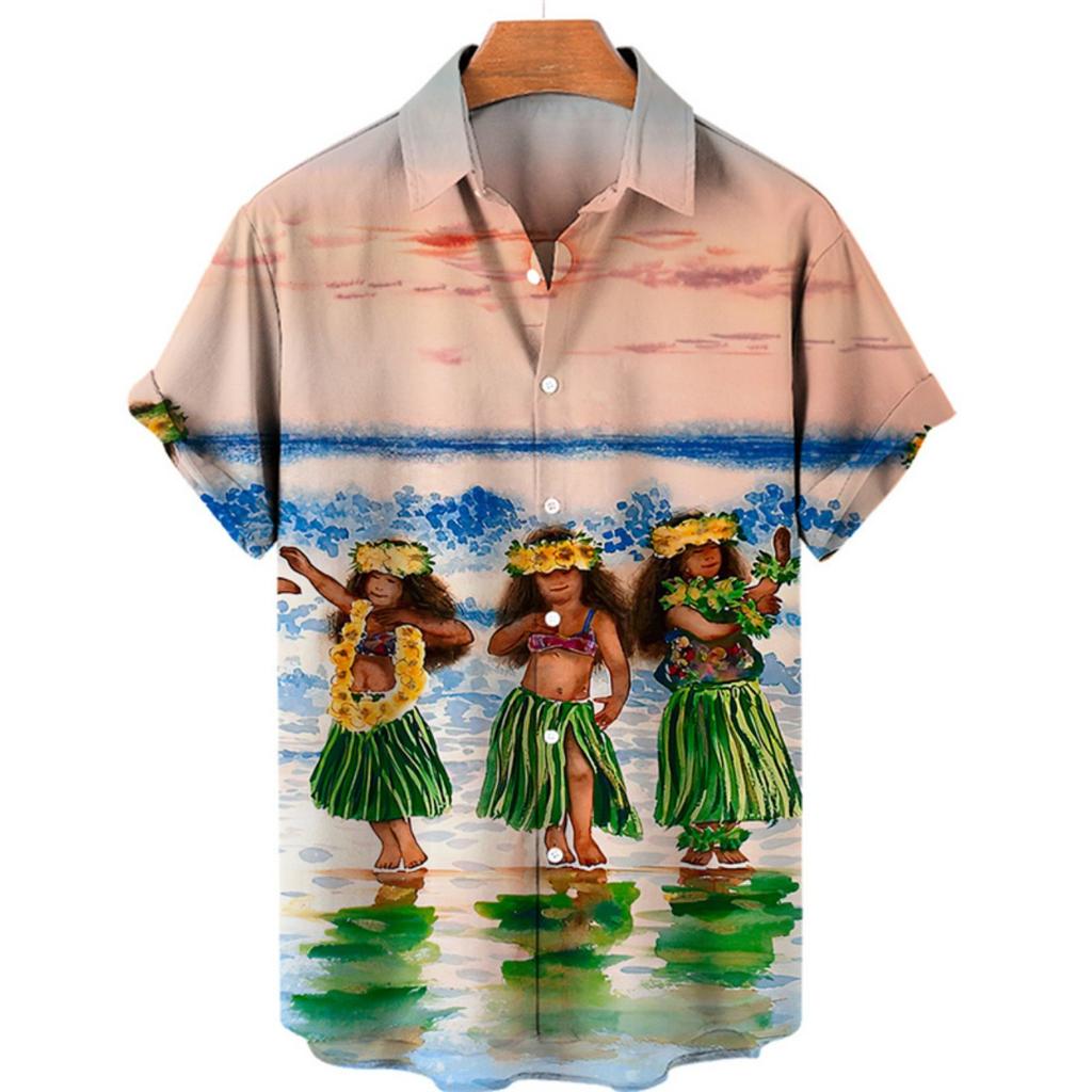 Tropical Palm 3d Print Hawaiian Shirt for Men Summer Beach Street Short Sleeves Tops Harajuku Holiday Lapel Button Loose Blouse