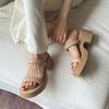 Physical single~~ French word with retro thick-soled heightening sandals for women's outer wear 2025 summer new open-toed sandals