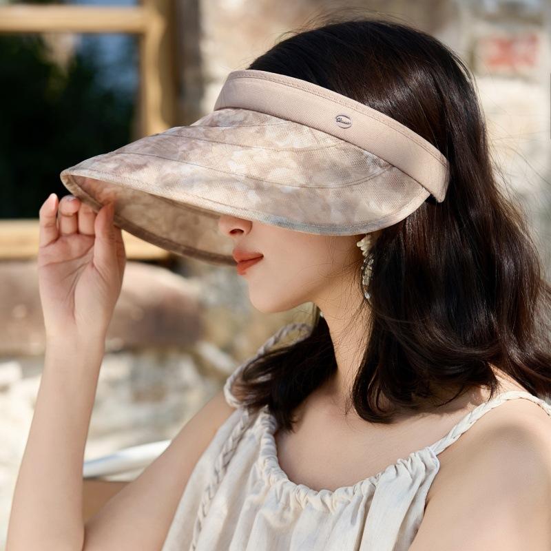 Temperamento Diseño Sentido Horquilla Ala Grande Sombrero de Sol de Copa Vacía Viaje al Aire Libre Anti-UV Cara Pequeño Sombrero de Sol