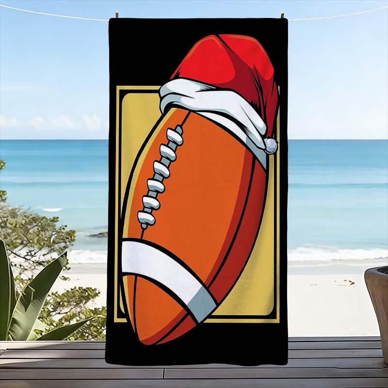 Christmas Football Santa Beach Towel NFL Sports Summer Vacation Mat Resort Tropical Pool Gift