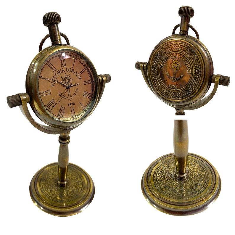 Brass Victoria London Table Clock, Birthday Gift, Anniversary Gift, Christmas Gift, Retirement Gift, Home & Office Desk Clock Décor