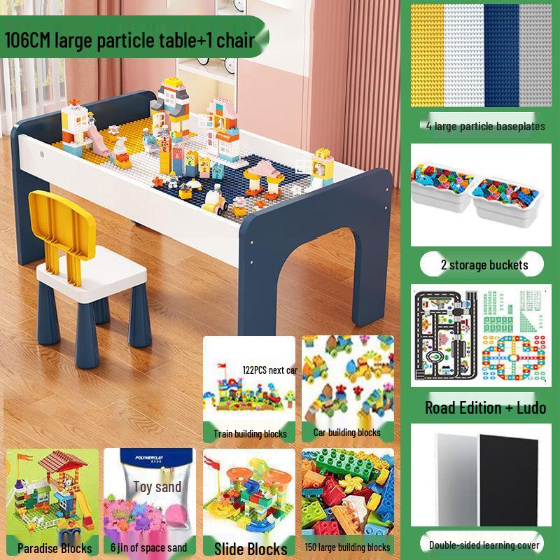 Children's Multifunctional Toy Table with Large Building Blocks