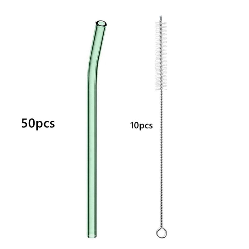50PCS 20cm Reusable Straws Glass Drinking Straws Multi-color Eco-Friendly Straws for Cocktail Smoothies Bar Accessory Barware