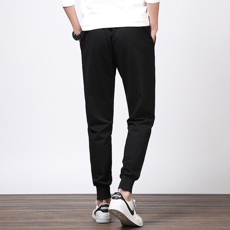 Casual Pants Men's Summer and Autumn Trend Small Feet Large Size Showing Height Loose Fat Solid Color Sports Tied Feet Nine-point Pants Versatile