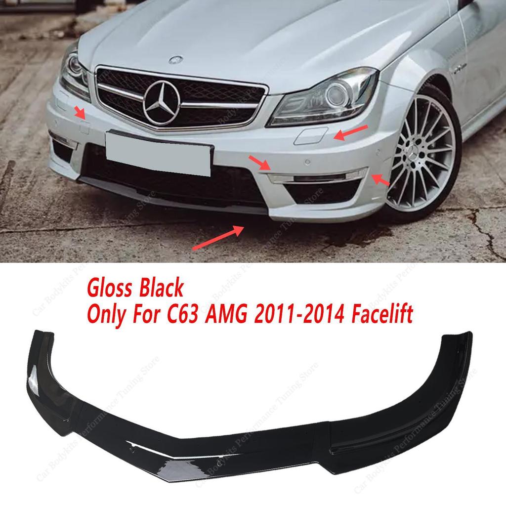 Maxton Style Front Bumper Lip Spoiler Splitter For Mercedes W204 S204 C63 AMG/AMG-line 2011-2014 Facelift Bodykits Tuning