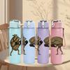 1PC Brain Boxing Challenge Cartoon 750ml Color Plastic Sports Water Bottle Leakproof Flip Straw Lid Suitable for Sports Office Home Use