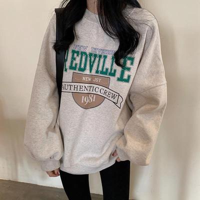 2025 Autumn Women's Trendy Loose Crew Neck Long Sleeve Sweatshirt - Korean Style Student Outerwear