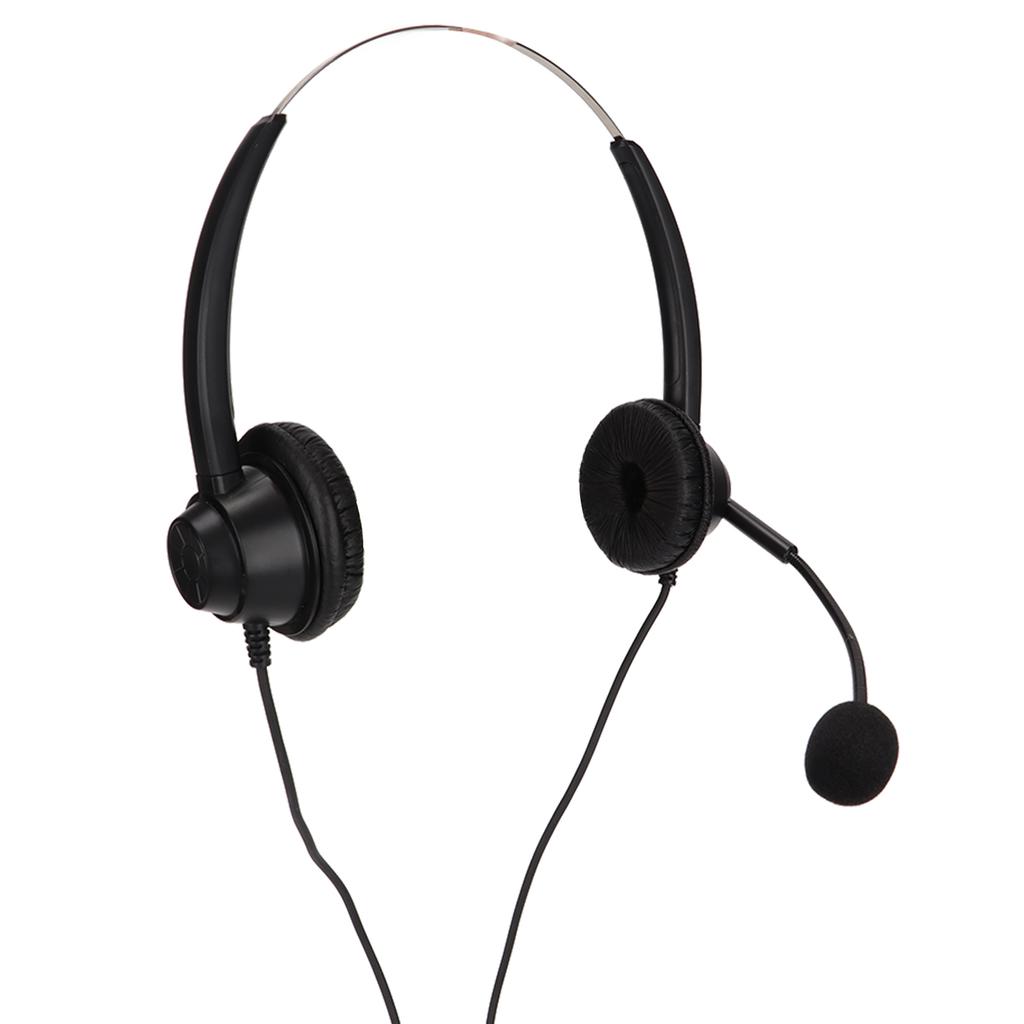 Phone Headset Dual 3.5mm Plug Binaural Adjustable Volume Wired Customer Service Headphone with Mic for PC Business
