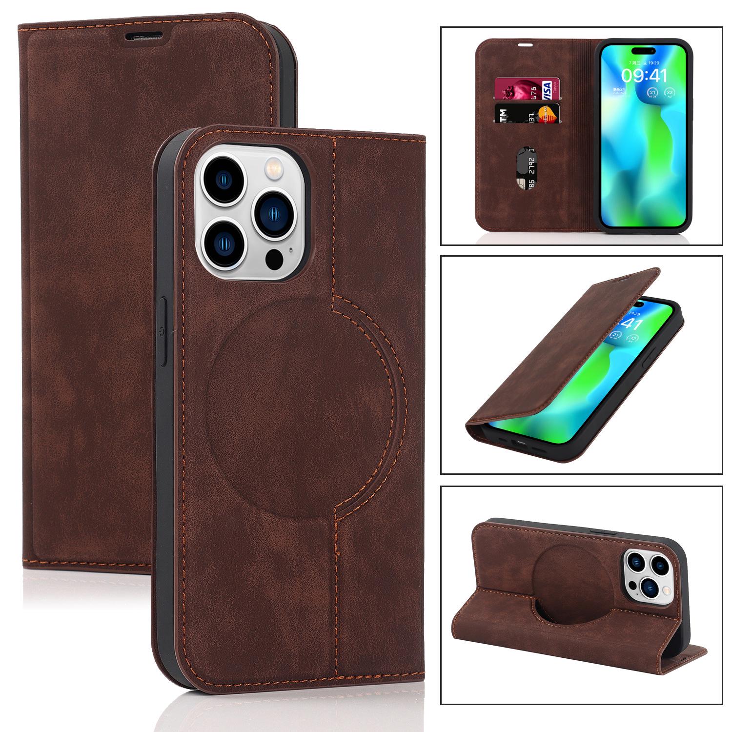 

iPhone 15 Anti-Theft Leather Case with MagSafe, Wireless Charging, and Card Holder iPhone 7 Plus/8 Plus кофейный