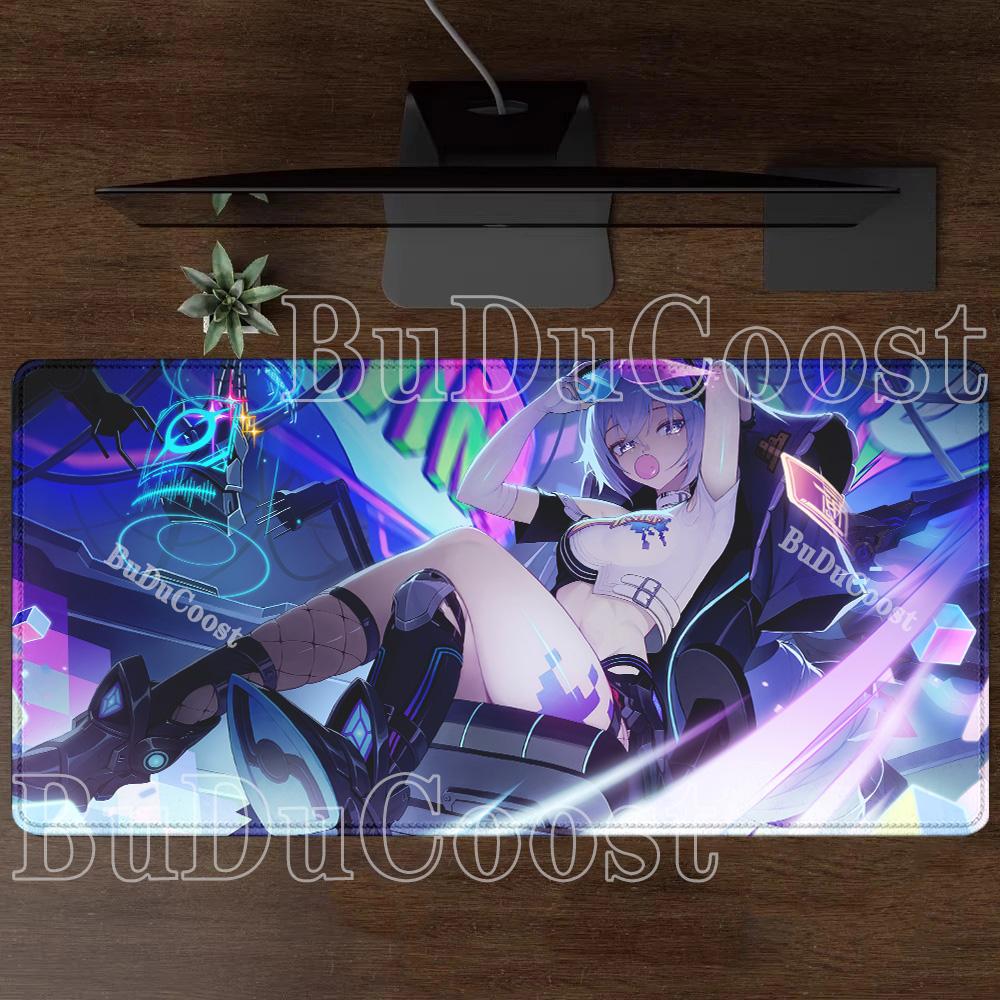 Silver Wolf LV.999 HSR Honkai Star Rail Large XXL Mousepad Overlock Keyboard Anime Girl Kawaii Mouse Pad PC HD Printing Desk Mat