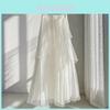French Style White Mesh Midi Skirt With Abstract Pattern For Elegant Spring Wear