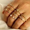 9Pcs Vintage Crystal Star Moon Rings Set Women Boho Finger Ring Fashion Jewelry