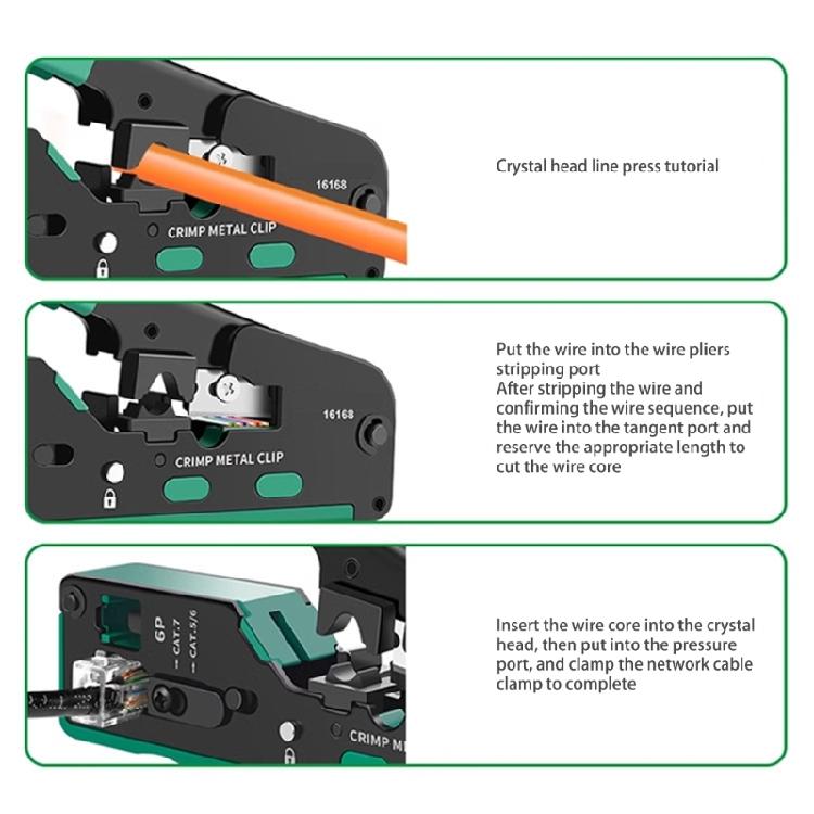 Heavy Duty Networking Cable Crimper Wire Crimping Tool Rj45 Rj11 Wire Stripper Comfortable Grip, Efficient Cutting