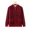 Middle-aged and old women's clothing thickened cardigan sweater year-old 0 mother clothing knitted sweater grandma autumn clothing new velvet jacket