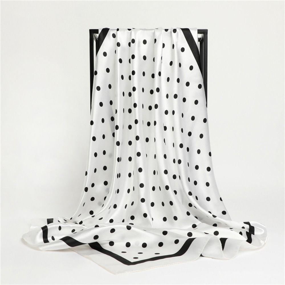 90X90CM Square Scarf Dot Printed Imitation Silk Scarfs New Femme Turban  Bag Accessories
