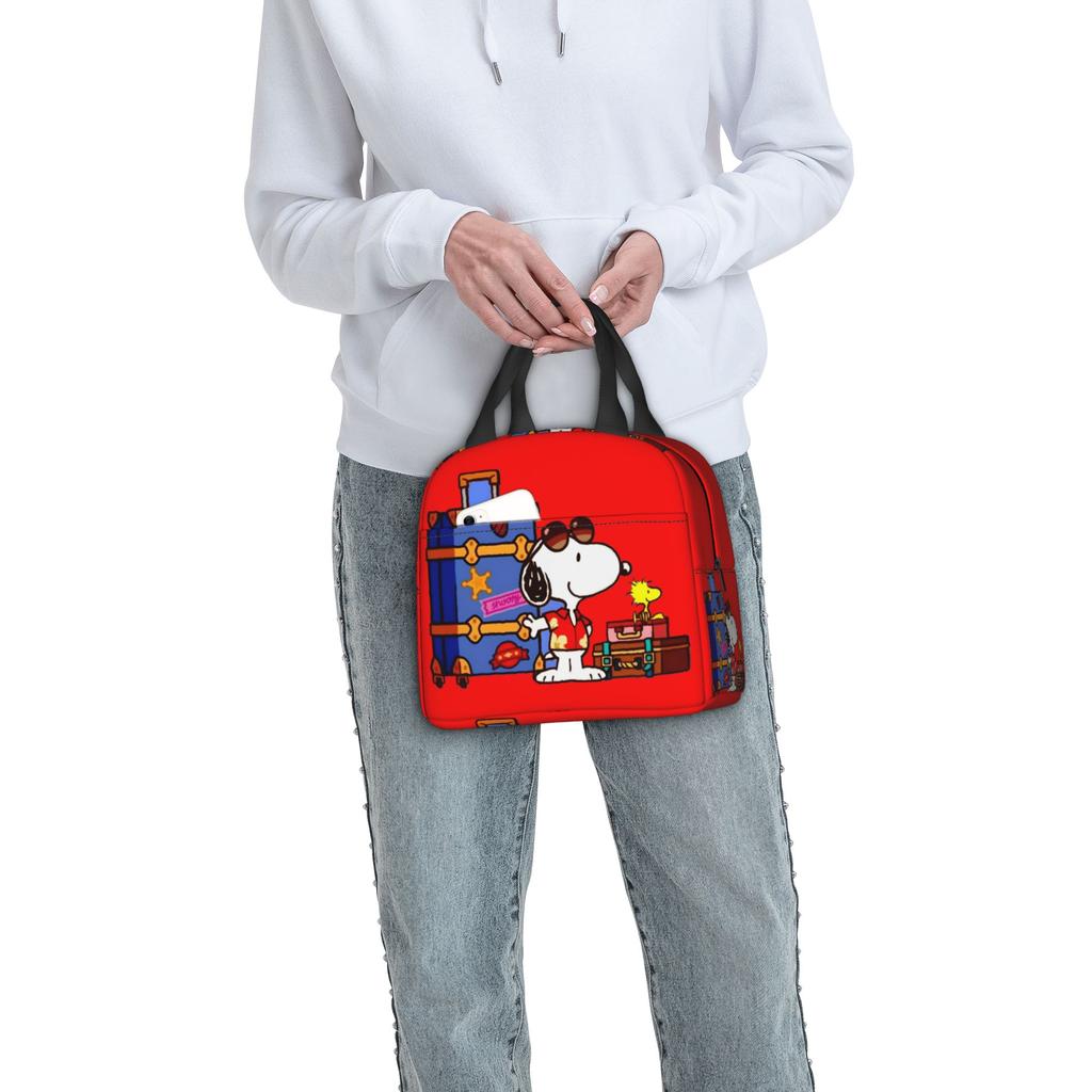 Custom S-Snoopies Portable Lunch Box Women Men Leakproof Manga Thermal Cooler Food Insulated Lunch Bag Office Work