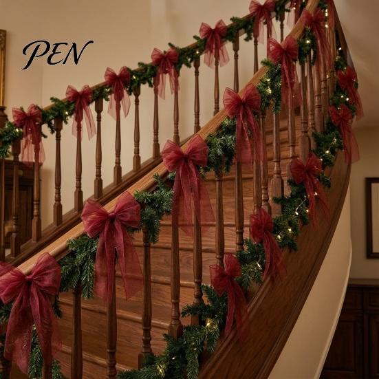 Chic Mesh Bows for Home Atmosphere Tulle Bow Christmas Tree Decoration, Pre-tied Gauze Sturdy Ribbon Wreath Decor Xmas Tree, Wreath, Garland, Cabinet,
