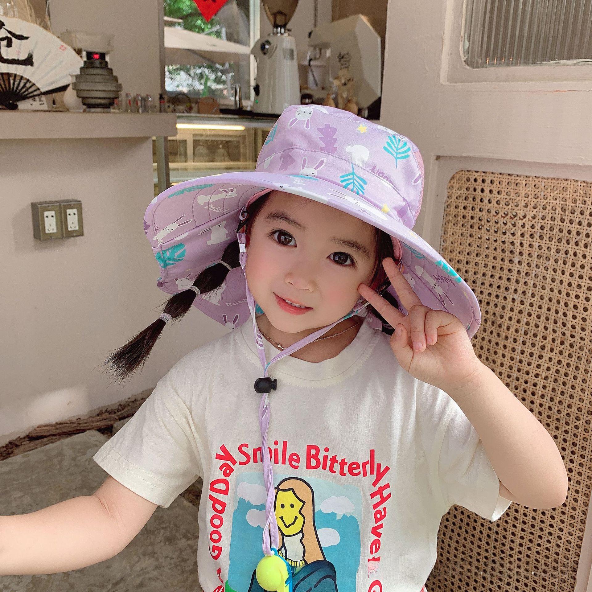 

Детская летняя шляпа от солнца: Защита от ультрафиолета, симпатичный дизайн с широкими полями для девочек и мальчиков One Size