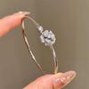 Elegant Zircon Flower Open Bangle: Versatile Luxury Fashion Bracelet