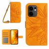 For Oppo Reno13 F 4G/5G Case Sunflower Imprint PU Leather Phone Cover with Long Strap