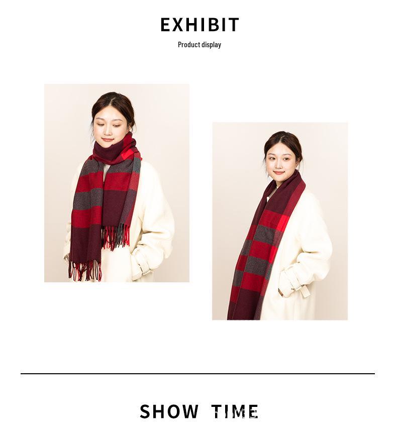 Korean Style Red Plaid Scarf: Cozy Winter Neck Warmer & Elegant Christmas Gift