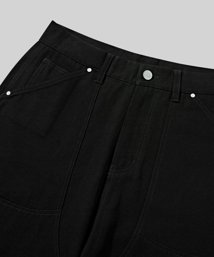 Beodeonteu Double Layer Carpenter Wide Cotton Pants [Black]