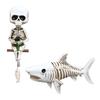 Veggskjelettstatue Fiske Menneskeskjelettfigur med Hai Gotisk Resin Veggdekor Fisker Skjelett for Halloweenfester