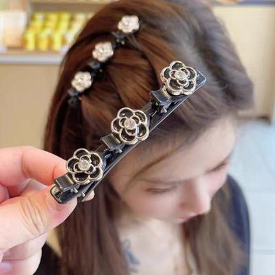 Women Hair Pin Sparkling Rhinestones Flower Decor Clear Dazzling Braided Hairpins Bang Hair Styling Tool Hair Accessories