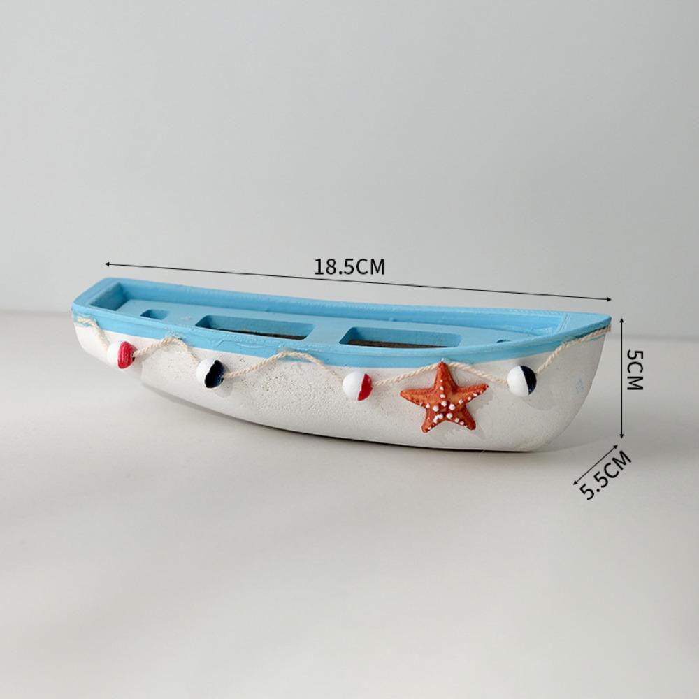 Model Crafts Wooden Boat Ornaments Simulation Marine Style Ship Statue Chic Mediterranean Styles Boat Figurine Home Decoration