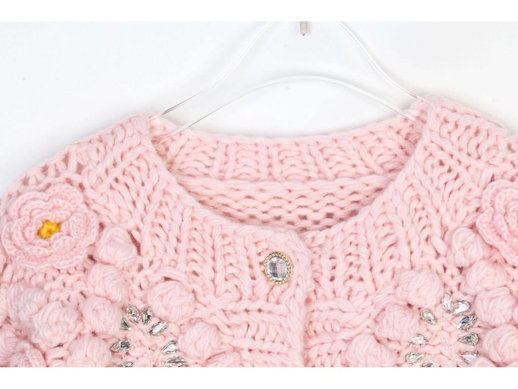 Women's Hand-Crocheted Diamond Cardigan – Soft, Slimming, and Stylish Wool Knit Coat