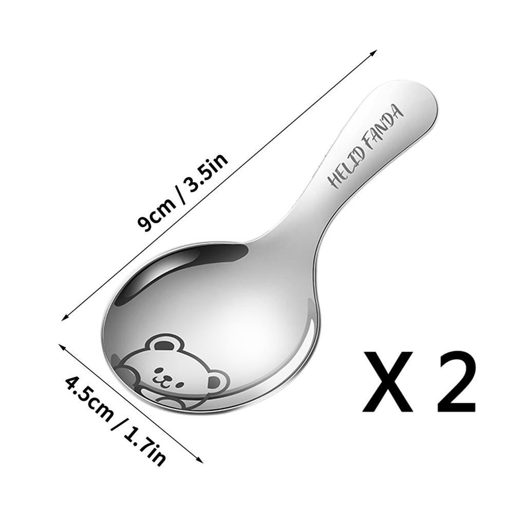 Cuillère à sel mignonne Acier inoxydable 304 Cuillère à dessert pour enfants Manche court Cuillère à glace Cuisine Mini pelle à condiments