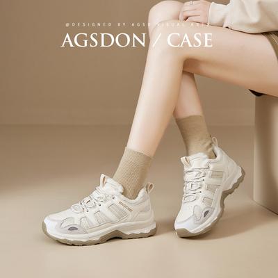 Augustus Den Velvet Platform Dad Shoes Women's 2025 Autumn and Winter New White Casual Mountaineering Outdoor Sports Shoes