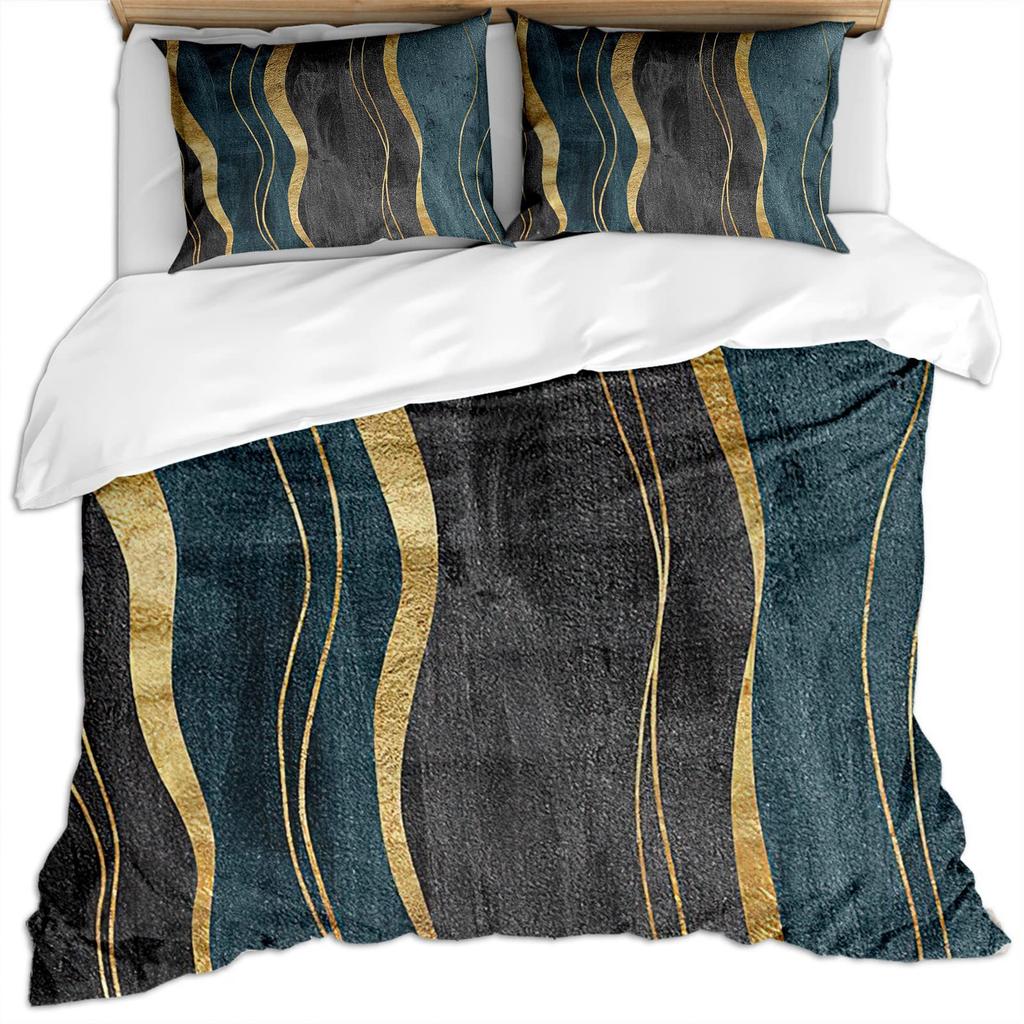 Golden Green Corrugated Bedding Three-Piece Quilt Cover