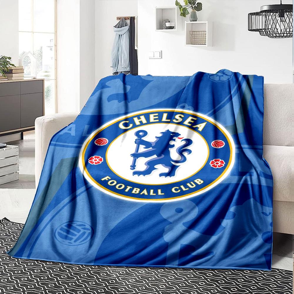 Chelsea Football Club Theme Printed Blanket - Perfect for Couch, Bed, Travel & Outdoor Use | Machine Washable, Cozy & Durable.