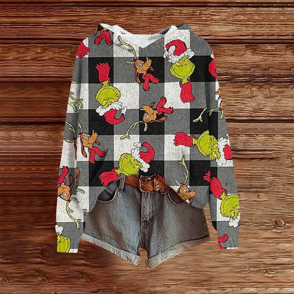 Sweatshirts For Women Knit Sweater Cute Shirt Fall Pullover Hooded Sweatshirt
