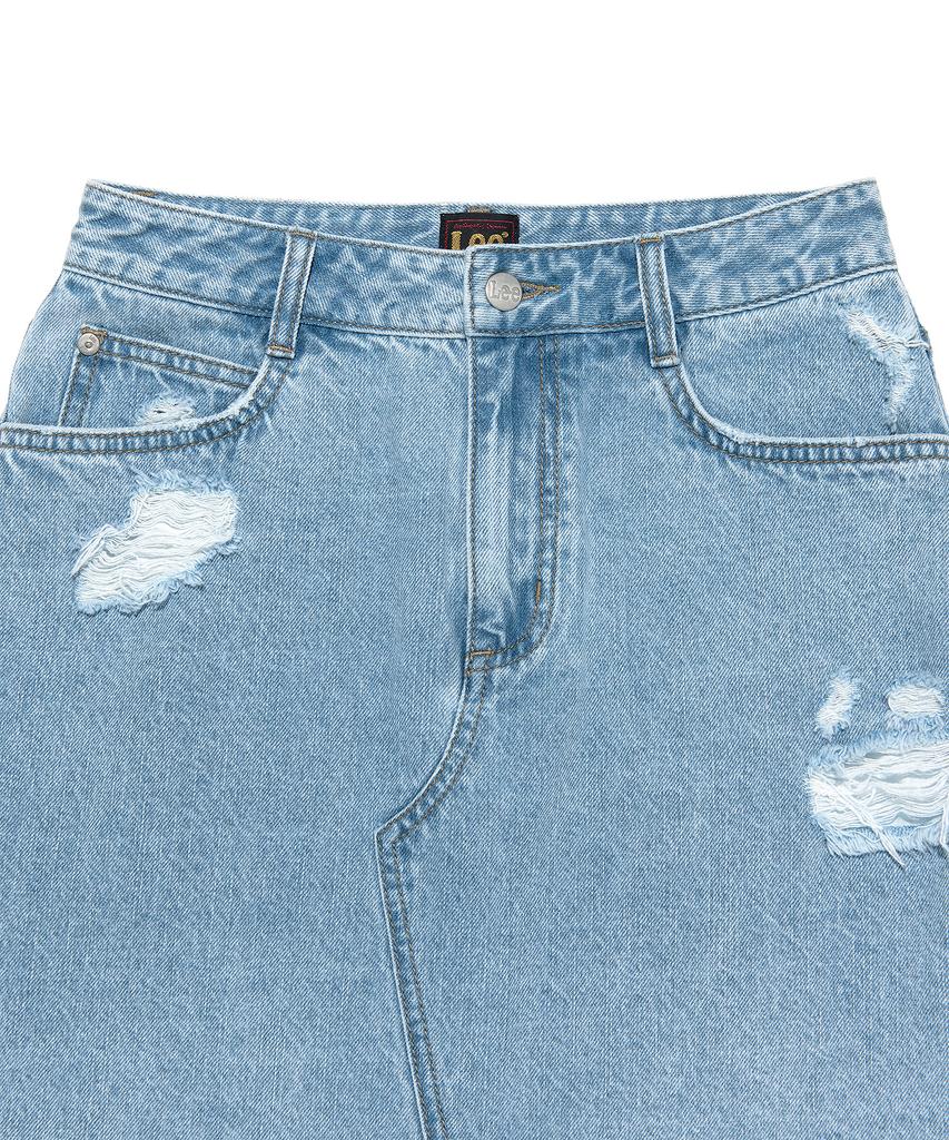 Lee Denim Damaged Mini Skirt Indigo Light