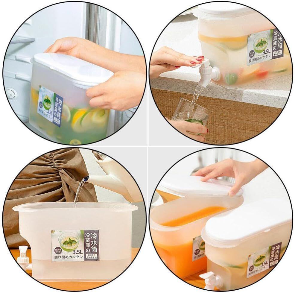 Large 3.5L Beverage Dispenser with Tap BPA Free Plastic Drink Container for Fridge Storage  Tea Lemonade Juice HomeBar PartyTool