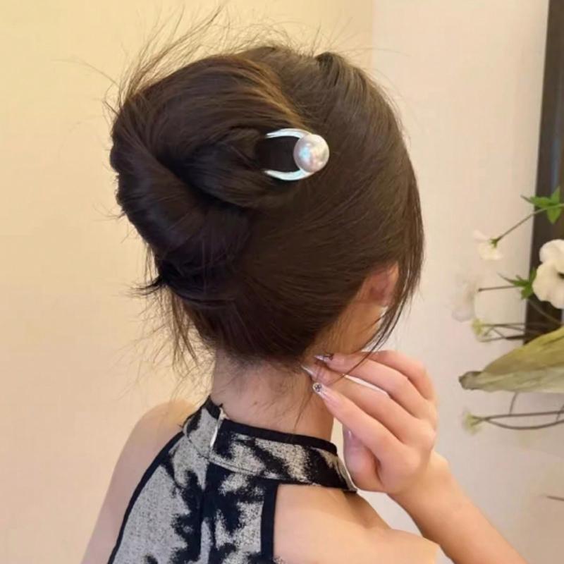 1pc Fashionable U-Shaped Faux Pearl Hair Clip Minimalist Luxury Niche Hair Accessory Hair Bun Hair Pin Hair Bun Maker Bun Hair Piece Hair Styling Pins