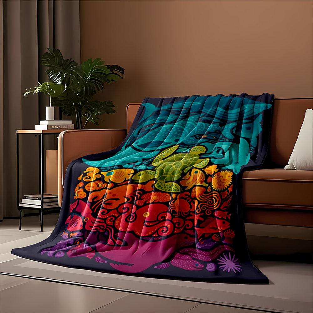 Ocean Creatures Blanket for all seasons blanket lunch break throw gift