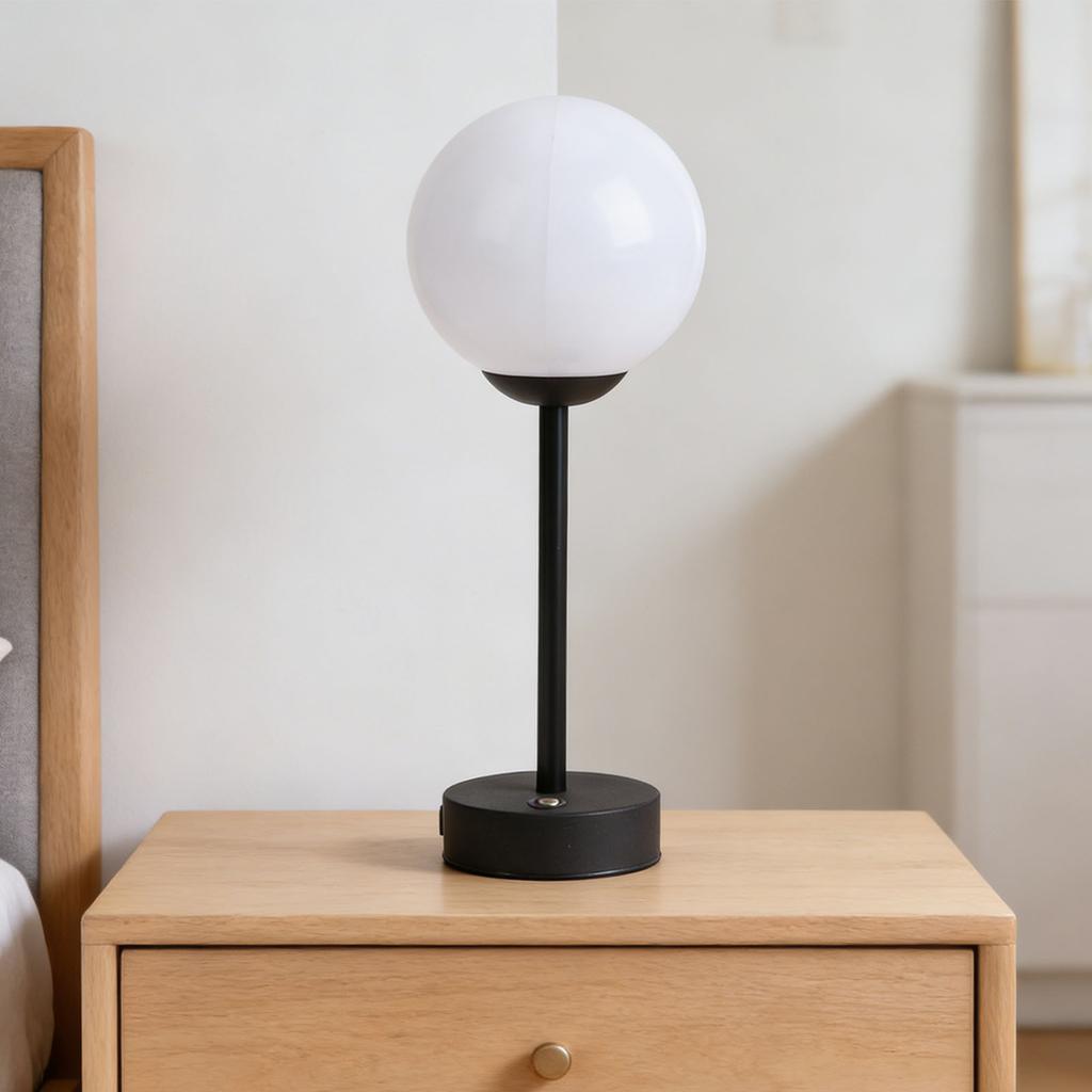 Globe Shade Table Lamp, Elegant Aluminum Alloy Bedside Light with   for Bedroom, Living Room