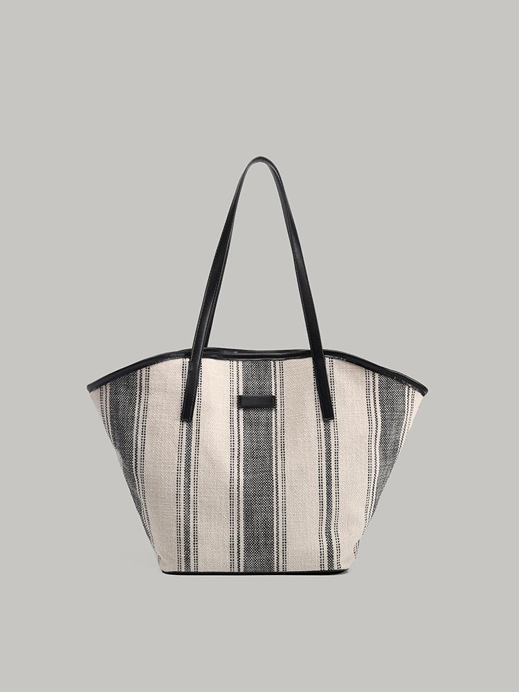 

French premium vegetable basket handbag 2025 new lazy style niche striped tote bag commuter shoulder bag
