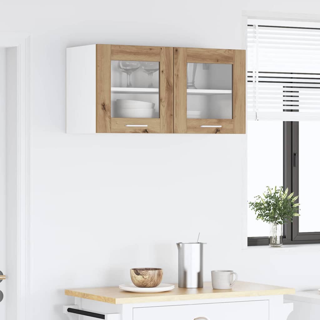 Wall Cabinet Artisan Oak and White 80 X 31 X 40 Cm