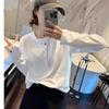 Large Size One-button Long-sleeved T-shirt for Women's Spring New Loose and Thin Fashion Bottoming Top