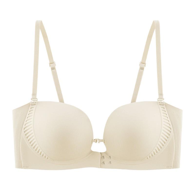 Front Buckle Seamless Strapless Bra - Push Up, Non-Slip, No Underwire, Enhances Small Chest
