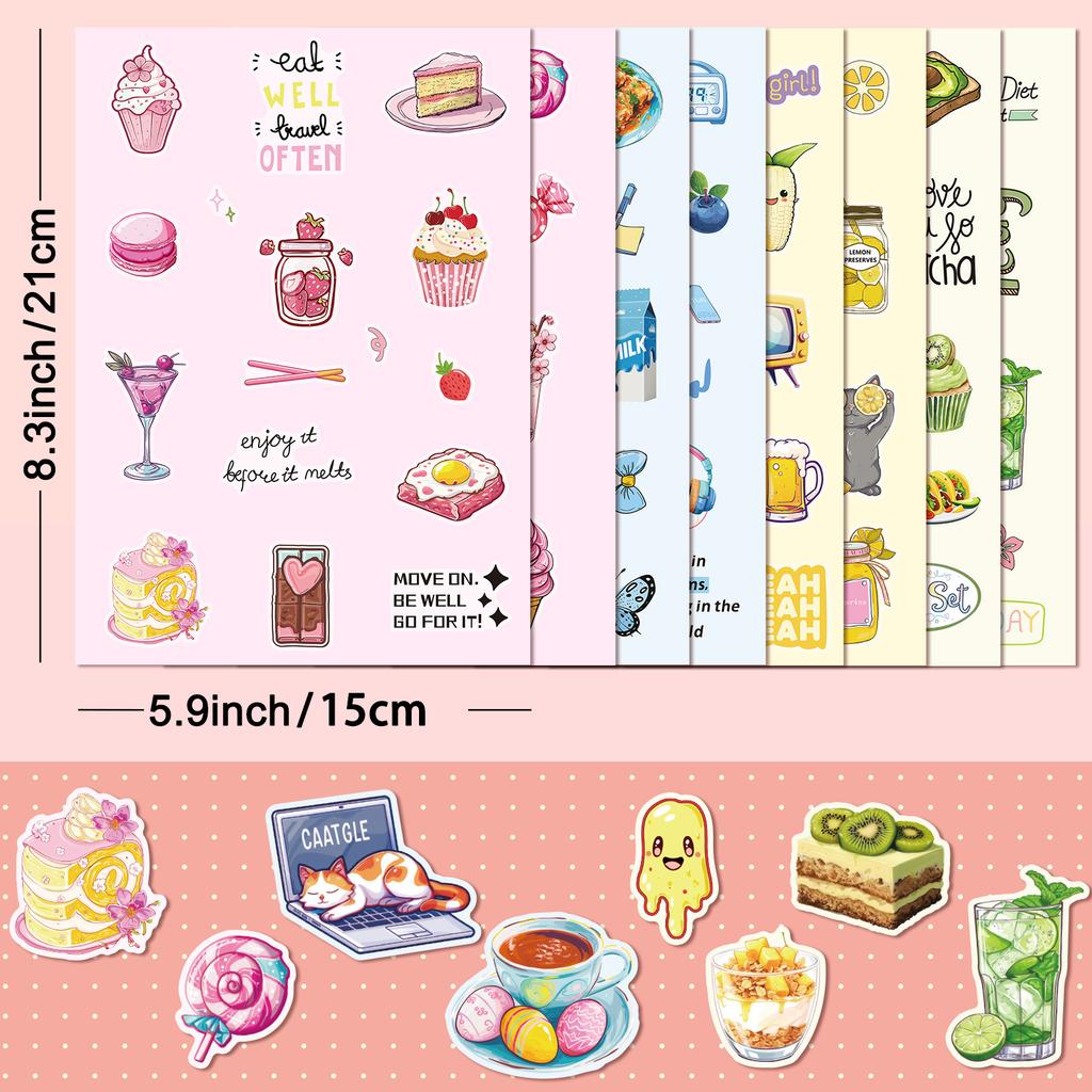 8 Sheets/Set Of Salt Ins Macaron Color Puzzle Stickers Ice Cream Bear Simple Diy Hand Tent Goo Card