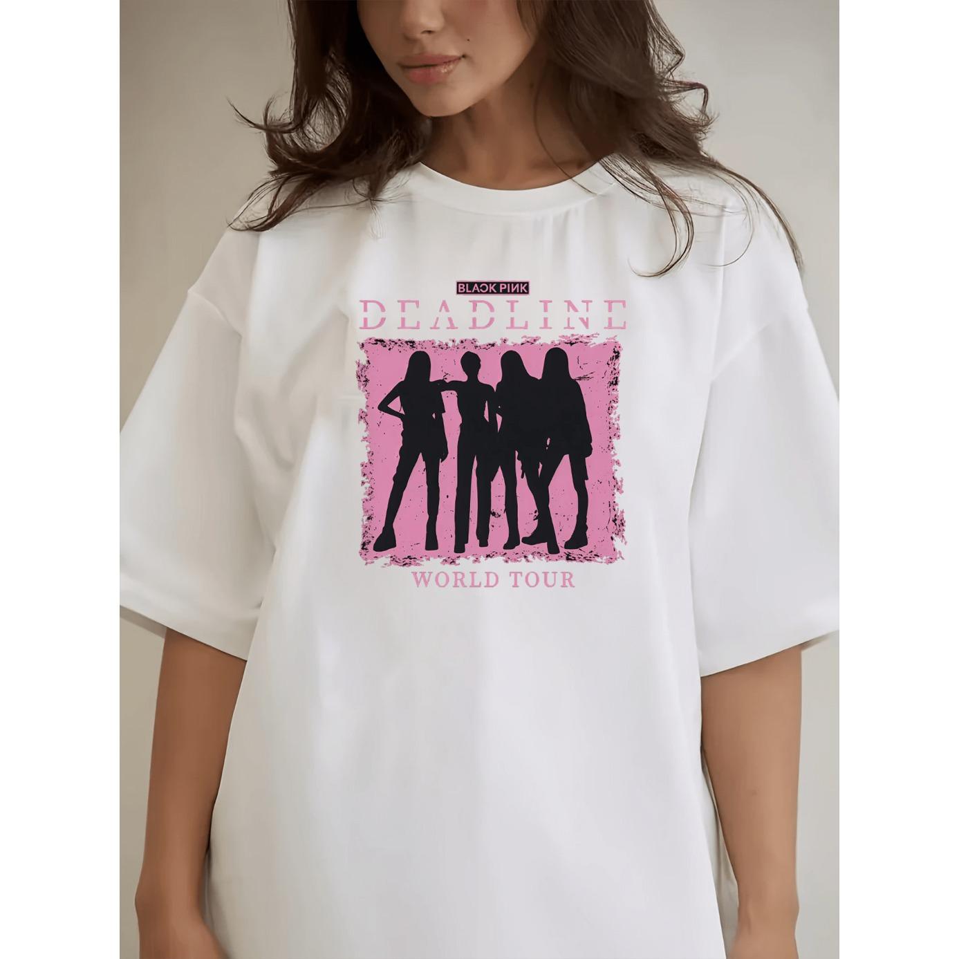 

2026 BLACKPINK Summer Fashion Trendy Men Women Vintage Top Hip Hop Streetwear Oversized Tshirt Short Sleeve Casual Clothing Y2K XXXL бежевий