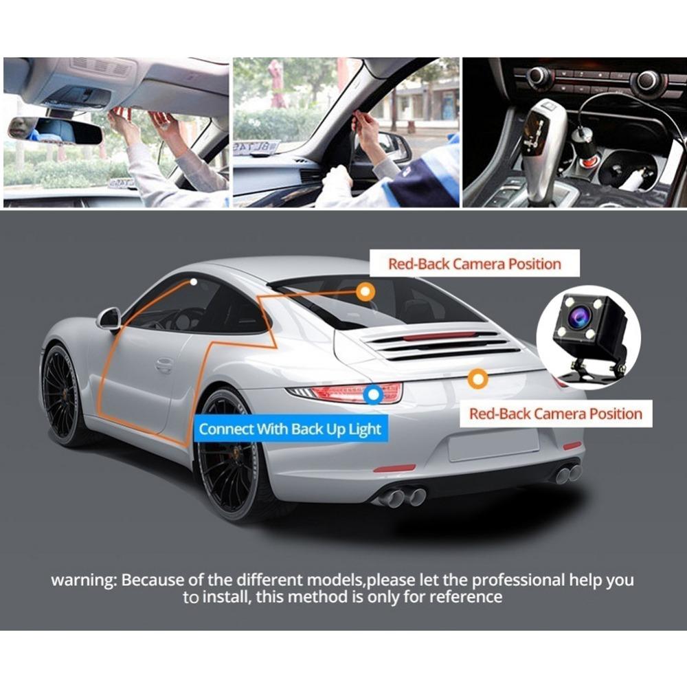 1080P WIFI 3-Objektiv-Kamera, Dashcam für Autos, vorne, innen und hinten, Autokamera mit Nachtsicht, Loop-Aufnahme-Auto-DVR-Kamera