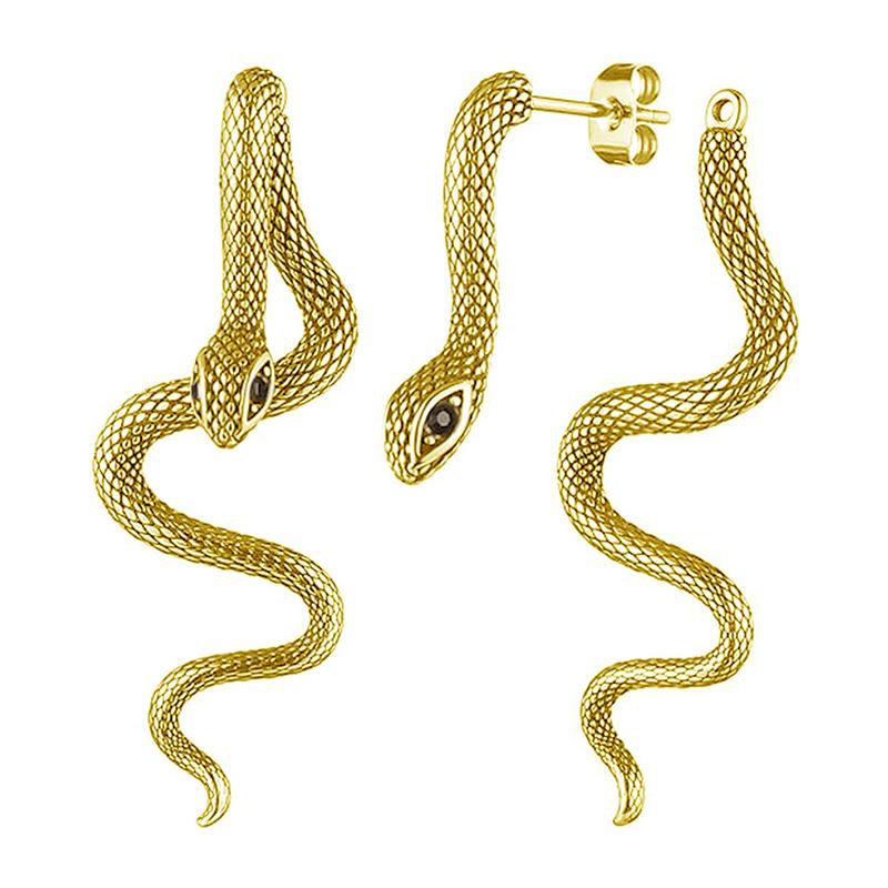 New Gothic Snake Shape Earrings Detachable Texture Darkness Snake Long Earrings for Men Women Halloween Hiphop Jewelry Gift