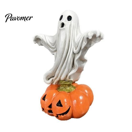 Desktop Micro Landscape Ornaments Halloween Ghost Figurine, Resin Miniature Chain Ghost, Face-Palm Pumpkin Craft for Collections Cute Spooky