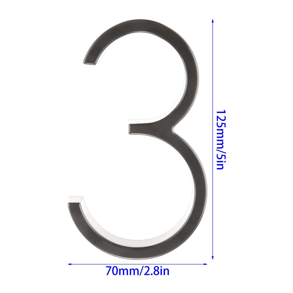 1PC 5 Inch Zinc Alloy Floating House Number Modern Door Plates for Outdoor Mailbox Yard Home Wall Door Garage Gate with Nail Kit